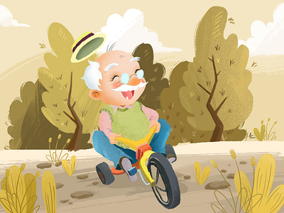 amused grandpa happy illustrations