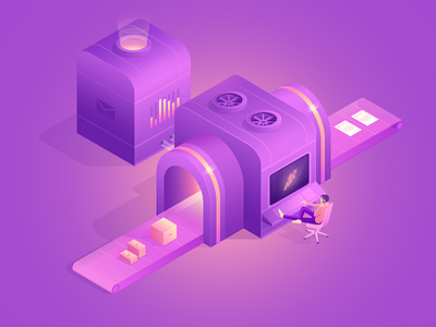 Isometric machine design icon illustration isometric ui