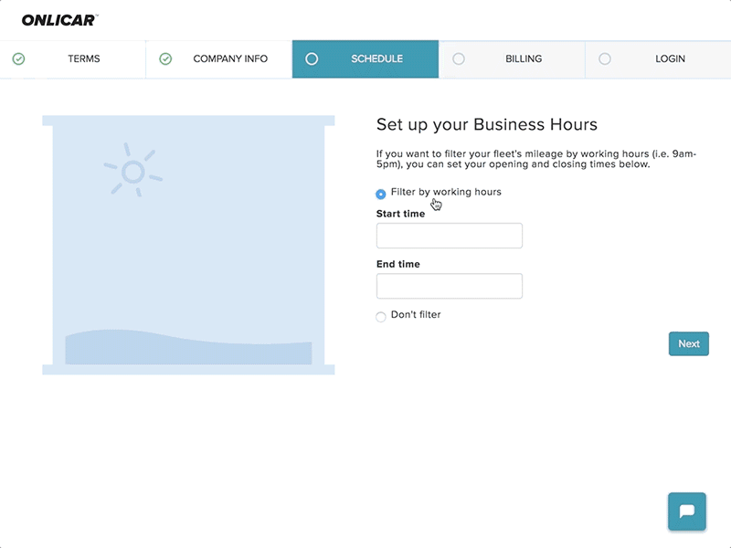 Scheduling your business hours animation moon sunset svg window