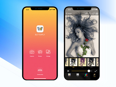 Butterfly app ar augmented collage editing filter grey ios ios11 iphonex mobile photo