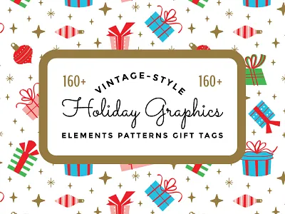 Vintage Holiday Graphics creative market elements for sale gift tags graphics illustration pattern seamless stock vector