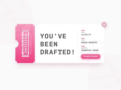 Daily UI 016 - Pop Up daily ui daily ui 016 dailyui drafted dribbble invitation invitation pop up ticket web interface