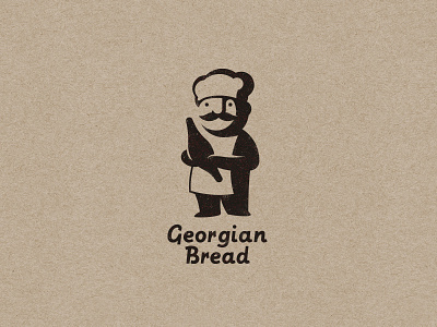 Georgian Bread baker black bread business craft eat georgia logo man mark monochrome mustache