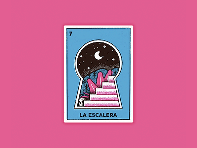 *L A E S C A L E R A* card game illustration key lottery mexican mystic play skull