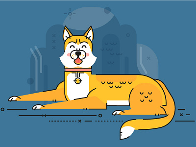 Yellow dog is coming ^^ 2018 chinese horoscope creative dog logotype new year outline symbol thin line year of the dog yellow zodiac sign