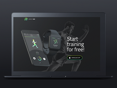 Perfect Run Website app apple watch dark ios landing page mockup run site smartphone ui wearable website