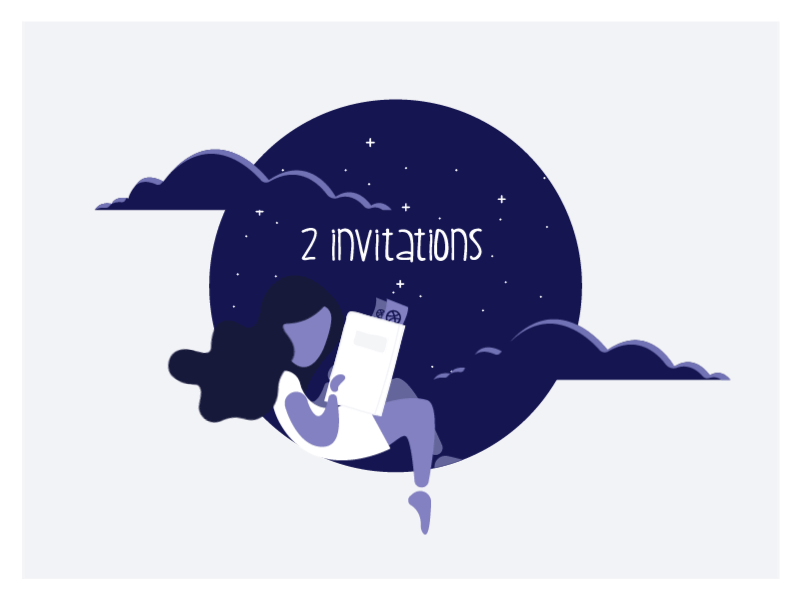 Invitation 2X clouds galaxy gif girl hair invitation reading sky