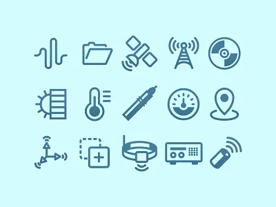 Animal Tracking Icon Set archive icon line drawing location minimal radio satellite tags temperature tracking transmitters