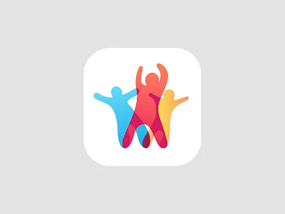 People icon colorful colors crowd happy icon logo mark people