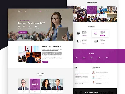 MegaLand V.2- Event Landing Page Template 2017 branding business clean creative event landing page meetup modern design program trend ui website
