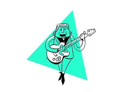 Guitar Player Illustration drawing guitar illustration ink mid century cartoon