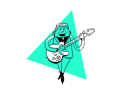 Guitar Player Illustration drawing guitar illustration ink mid century cartoon