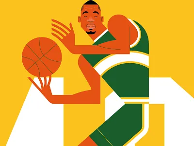 Shawn basket basketball color flat kemp kobe legend nba portrait shawn sport wip