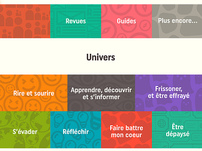 Design interface univers & catégories livres interface