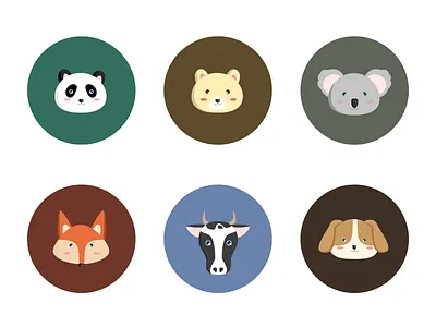 Animal Icons bear dog fox icon illustration panda