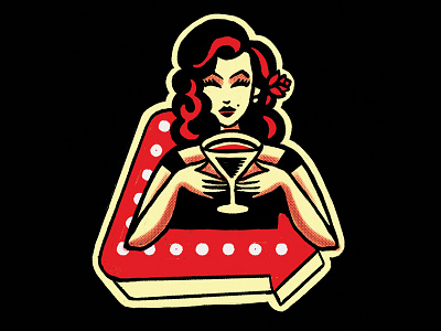 Martini girl design flash illustration martini retro woman