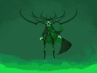 Hela digital fanart green hela illustration marvel thor ragnarok vector zat3am
