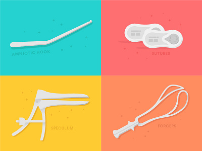 Birthing Tool Illustrations for The Bump amniotic hook baby birth birthing tools bump forceps hook medical tools sutures tools