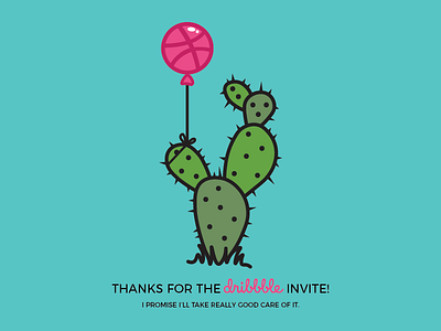 Hello Dribbble balloon cactus debut dribbble first shot firstshot hello hello dribbble hellodribbble illustration thank you