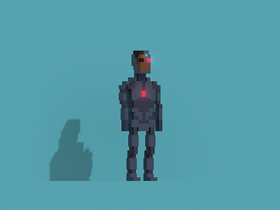 Cyborg 3dart 3dartist art cyborg fanart justice league lowpoly magicavoxel pixelart qubicle voxel voxelart