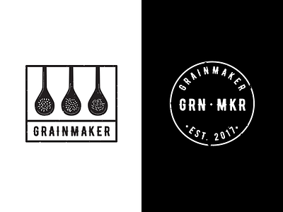 Grainmaker Logo asian logo badge logo circular logo detailed logo grain grains logo spoons