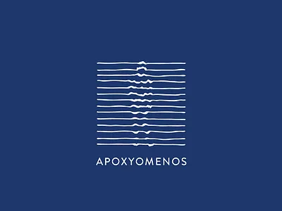 museum of apoxyomenos blue body line man museum sea statue water wave