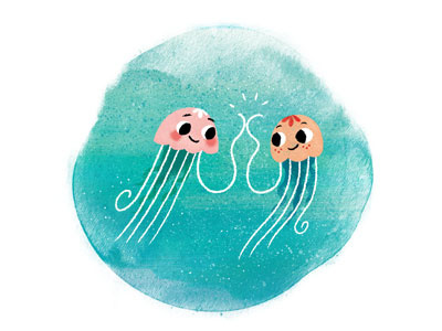 Jellyfish brothers brothers childrens book cute illustration jellyfish nature ocean sea siblings under the sea