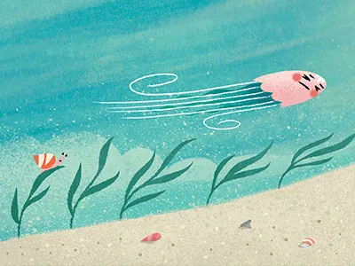 Spencer and Vincent cartoon character childrens book cute jellyfish nature ocean sea silly snail