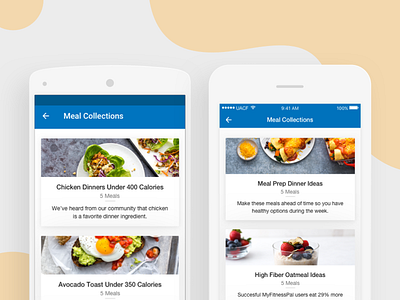 Meal Collections myfitnesspal productdesign