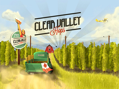 Clear Valley Illustration beer craft beer farm hops illustration photoshop retro sign vintage