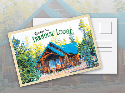 Paradise Lodge Postcard cabin graphic design postcard