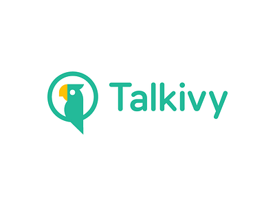 talkivy / parrot / chat bubble / logo design accent animal bird branding chat bubble communication dialect icon language language learning logo mascot parrot smart speech style verbal vocabulary