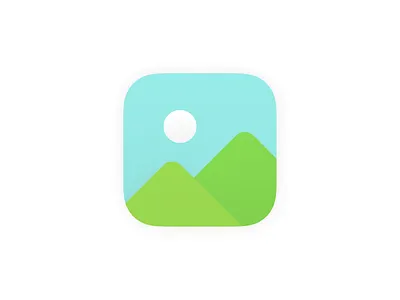 Gallery Icon 2 blue gallery green sky icon iphone land moon mountain photo ui ux