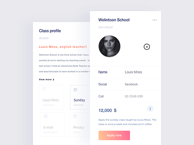 Apply To Class class design flat gradient ios mobile profile register ui