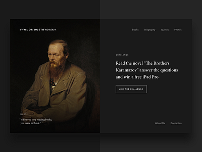 Daily Ui 003 Landing Page challenge daily dailyui dostoyevsky landing page reading ui