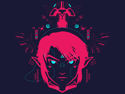 Link blue botw fluo hyrule illustration link pink romain sentenac sword triforce vector zelda