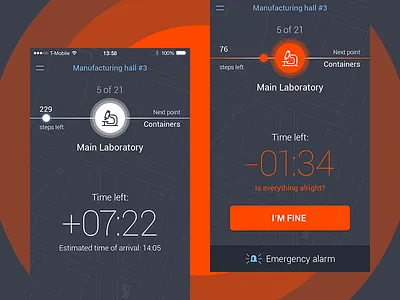 Security tracing app alert beacon interface mobile navigation tracking ui ux