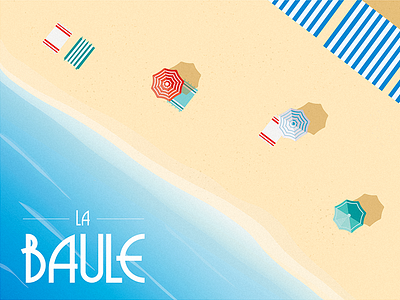 La Baule postal card artdeco beach card design illustration illustrator postal postalcard sea