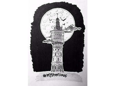 Day 15 - Mysterious castle inktank inktober inktober2017 mysterious sneek tower watertower