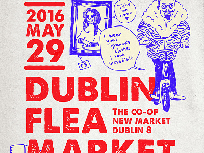 Dublin Flea Market duotone fun graphic design illustration poster poster design print typography vintage