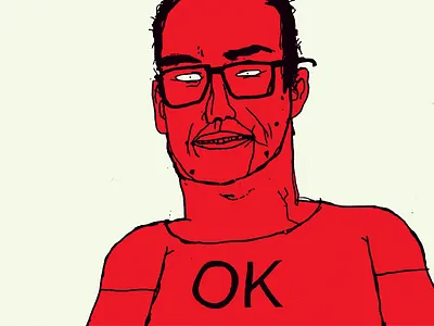 OK Man cool face friend guy head man ok portrait red skin smile tshirt