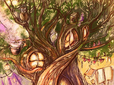 The house of the wizard. illustration wizard