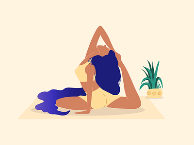 Yoga girl II antistress character colorful girl illustration plant purple wednesday yellow yoga