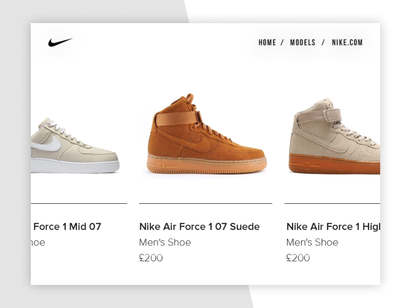 Hover Animation animation clean click hover nike shoes website