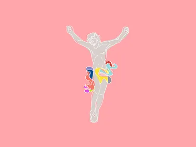 Love is Love conceptual flat free jesus lbgtq love outline pink