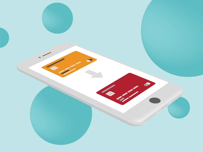 LeoBot animation app cards credit illustration money phone