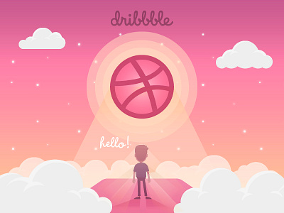 Hello Dribbble!!! clouds dribbble heaven hello hellodribbble pink