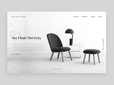Ace Collection furniture interior design minimal ui ux web design website white