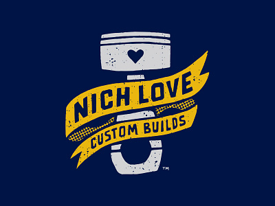 Machinist Logo auto grit halftone heart identity logo love piston ribbon