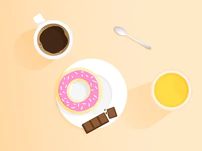 Breakfast breakfast chocolate coffee donut eat lunch morning orange juice spoon